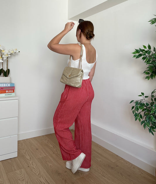 Pantalon gaze de coton rouge LUCIA