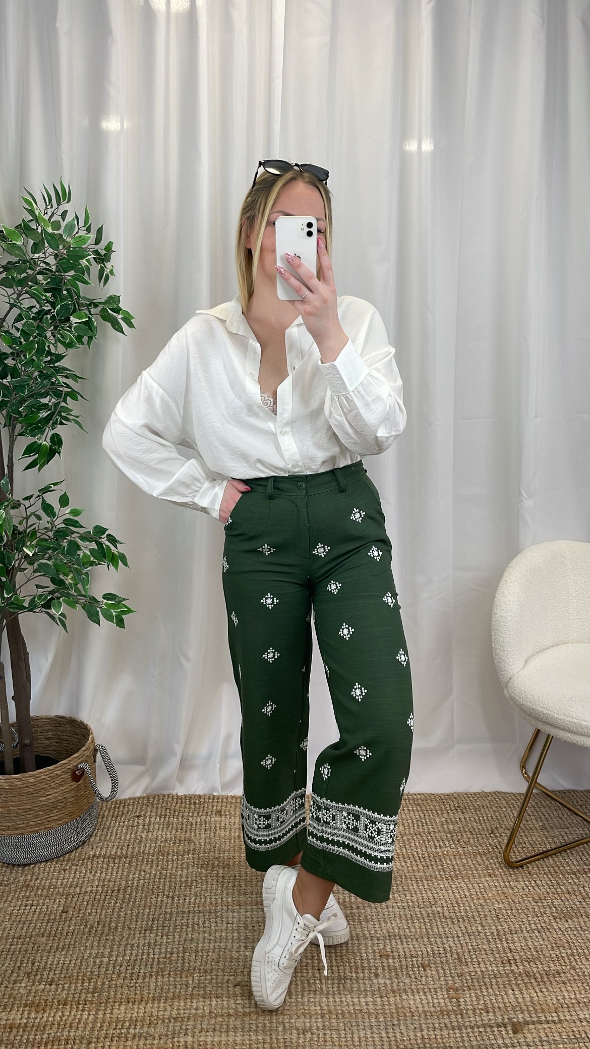 Pantalon en lin VINITO - Kaki
