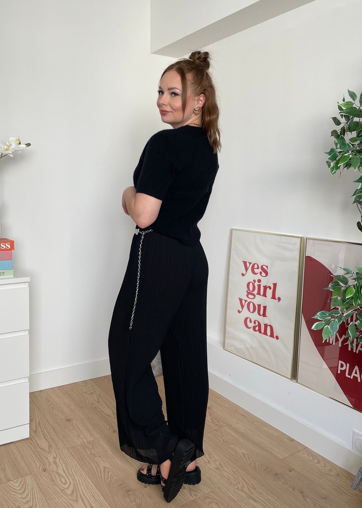 Pantalon plissé noir LYNE