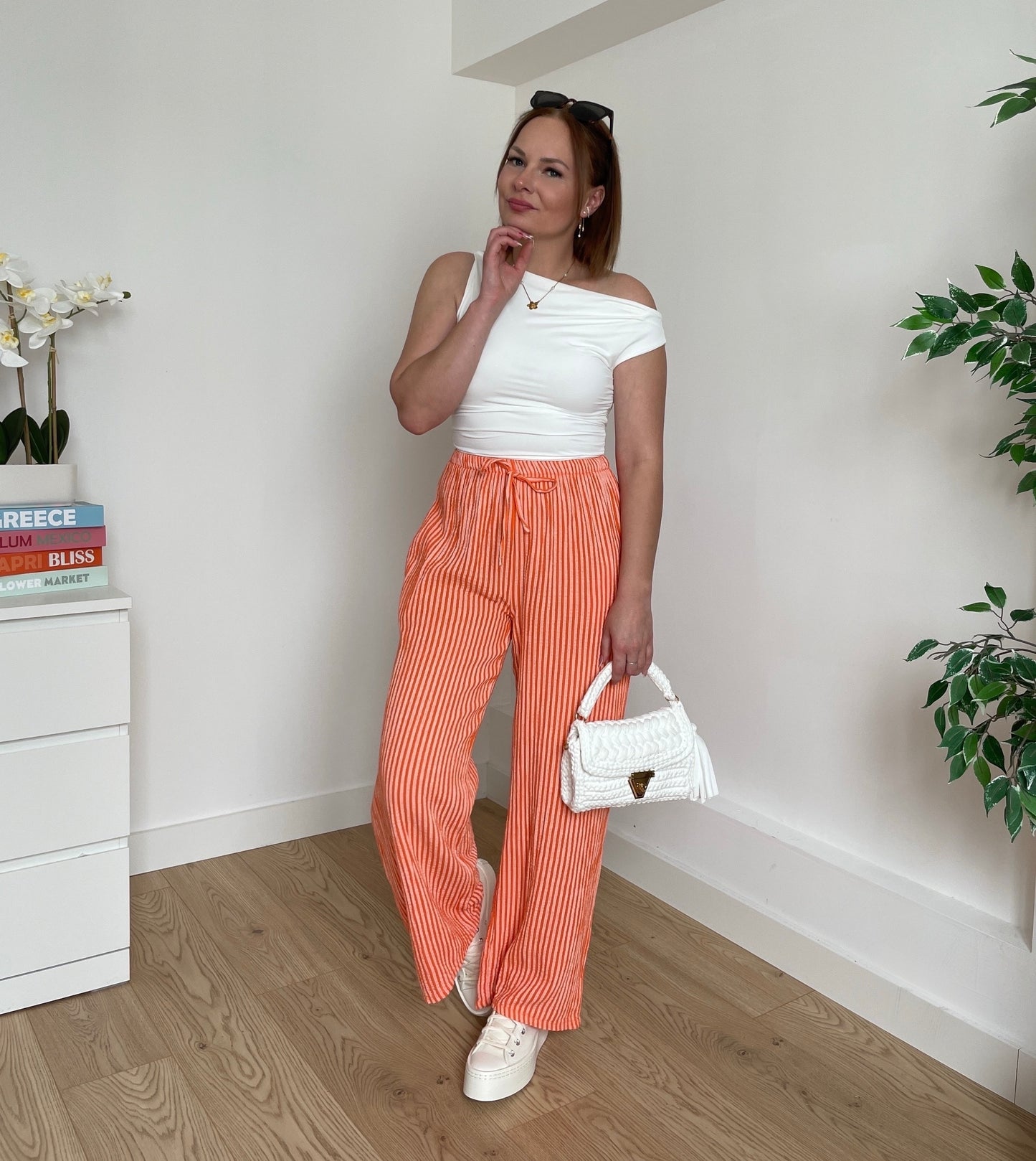 Pantalon gaze de coton orange LUCIA