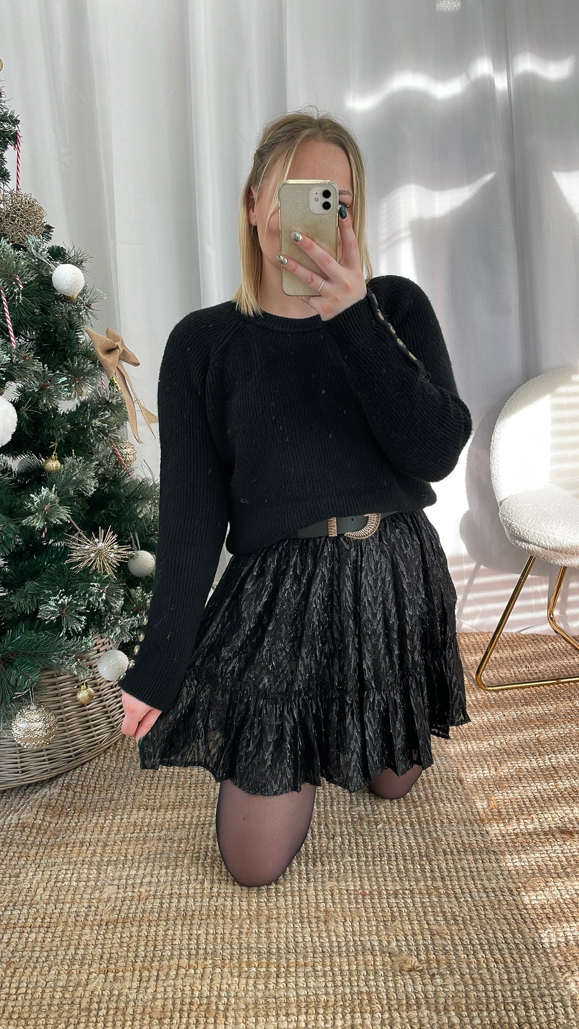 Pull col rond noir NORIO (décoloré)