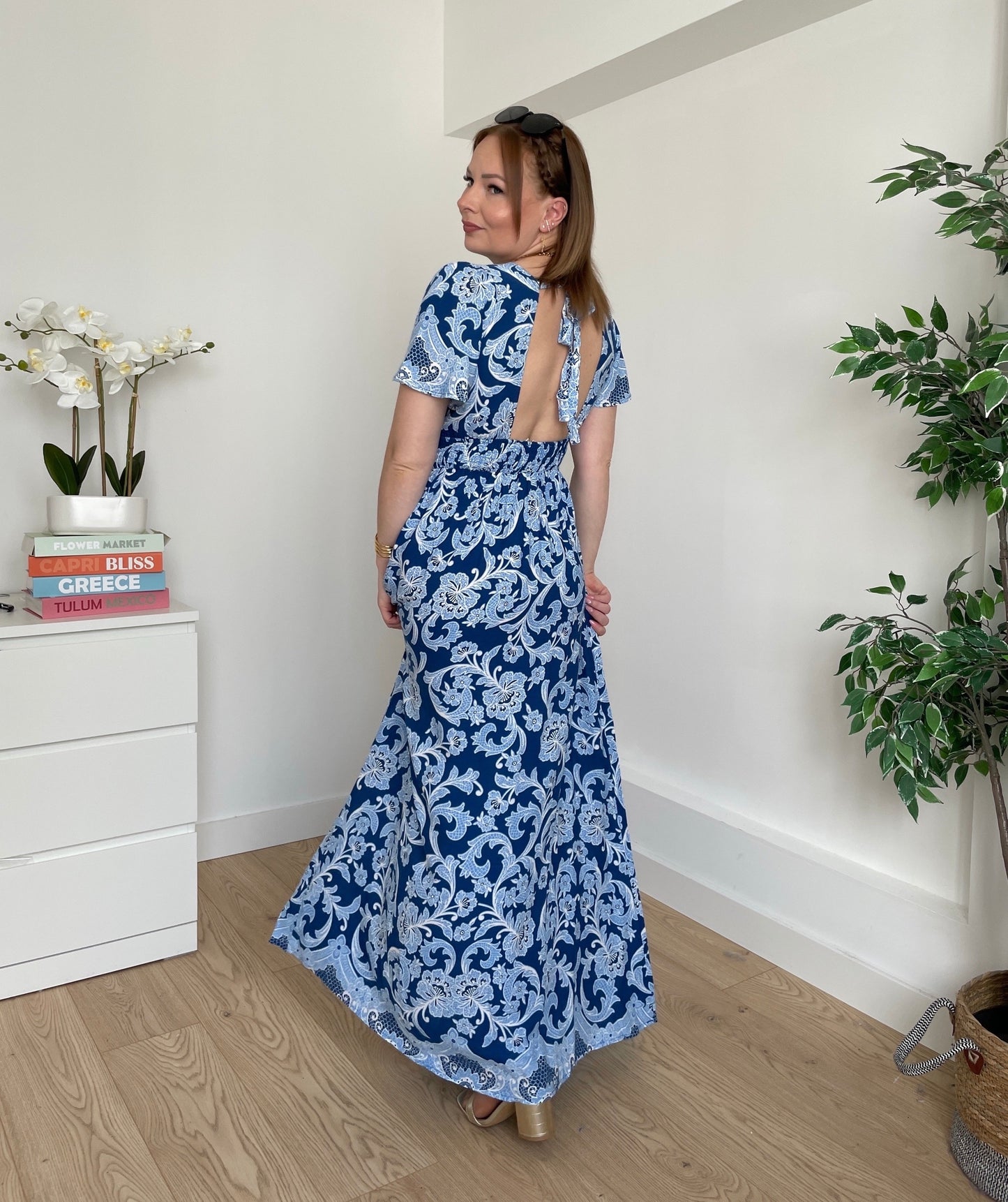 Robe longue bleu à motifs LOUISE