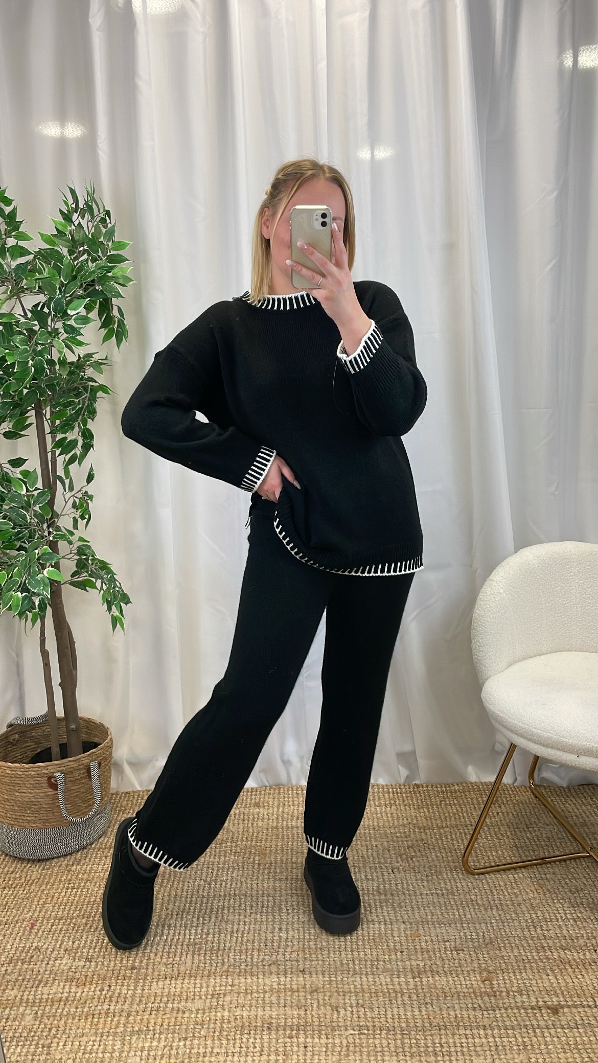 Ensemble en maille noir JASPER