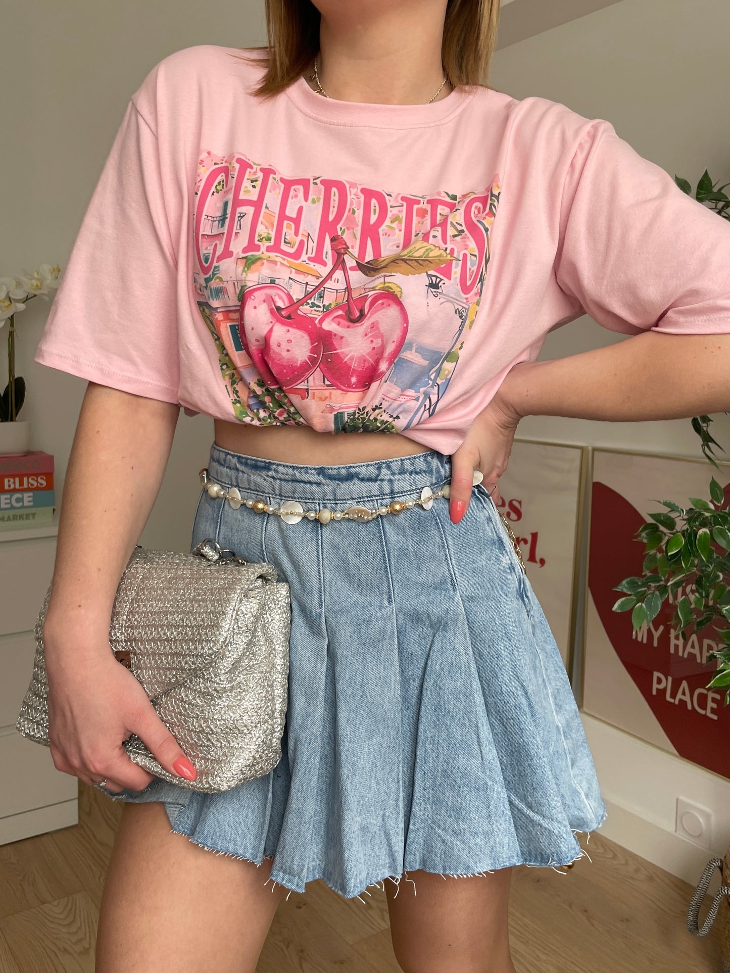 Tee-shirt rose CHERRIES