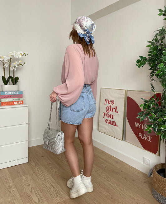 Blouse unie vieux rose MIA