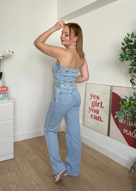 Combinaison en jean bustier SOLÈNE