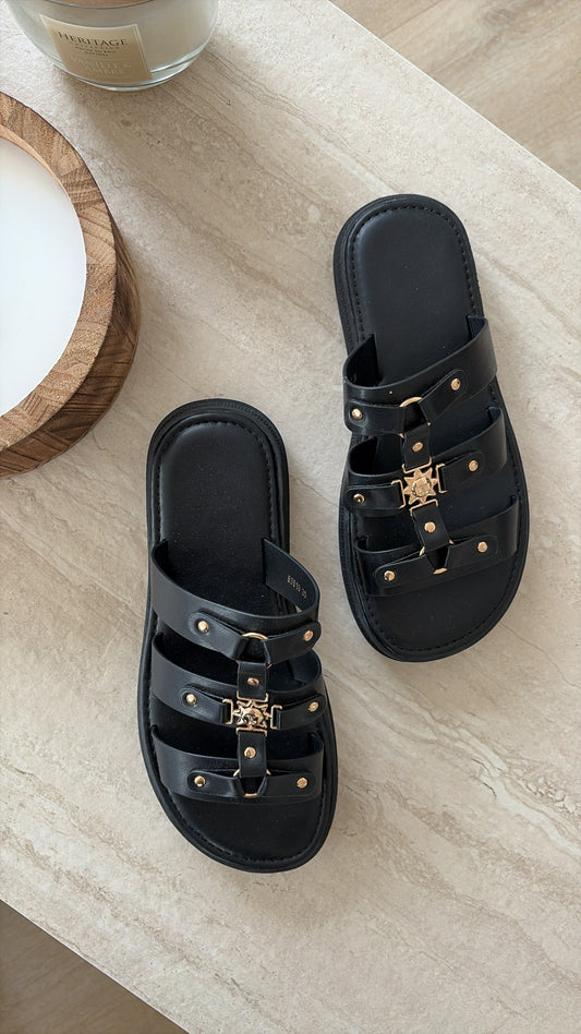 Mules multi-brides noires
