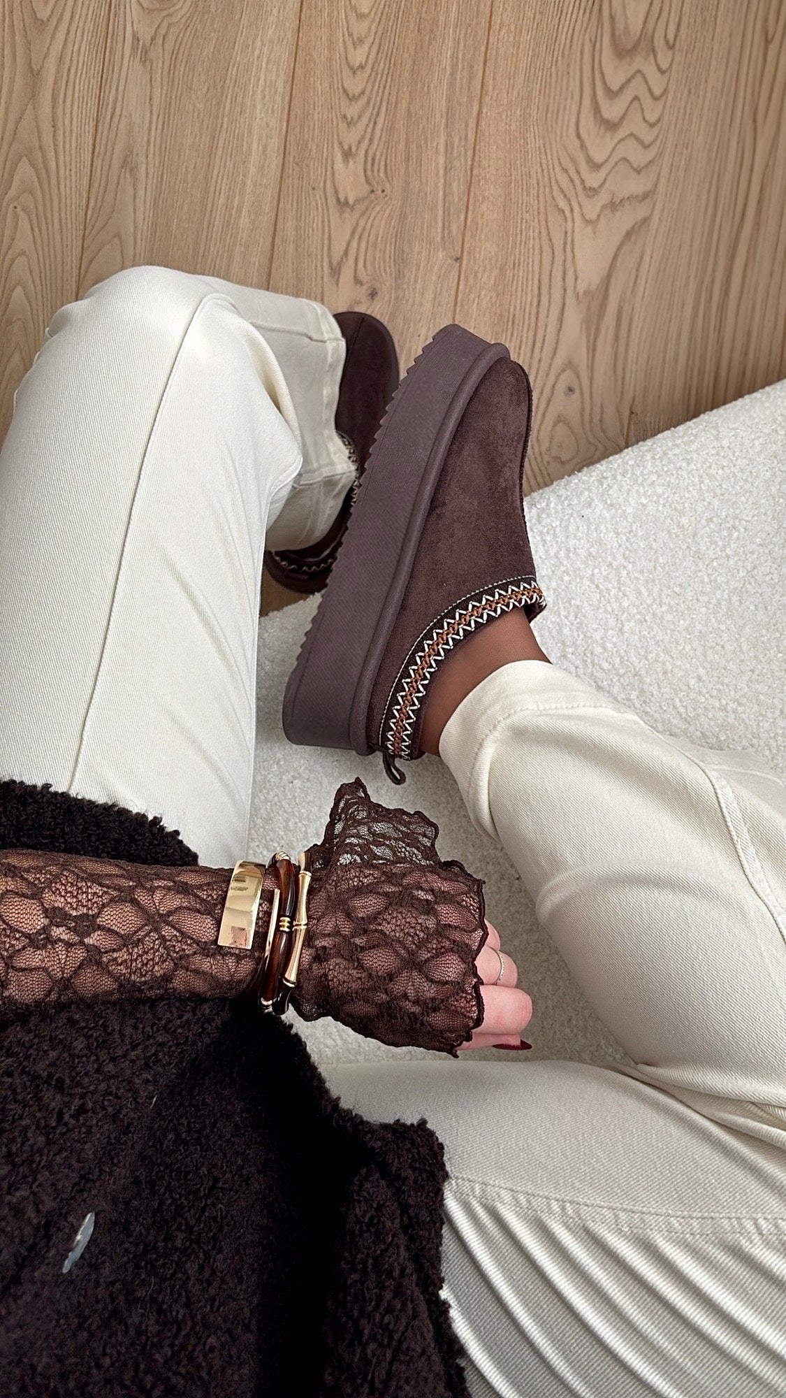 Mules fourrées choco - MIRA