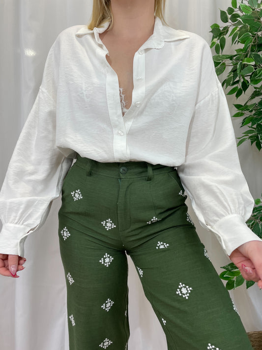 Pantalon en lin VINITO - Kaki