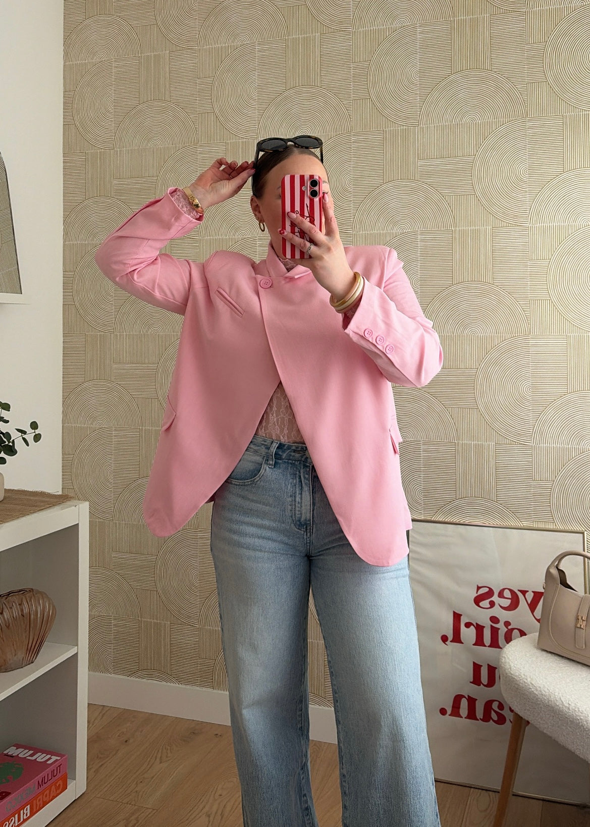 Blazer asymétrique rose - ELSA