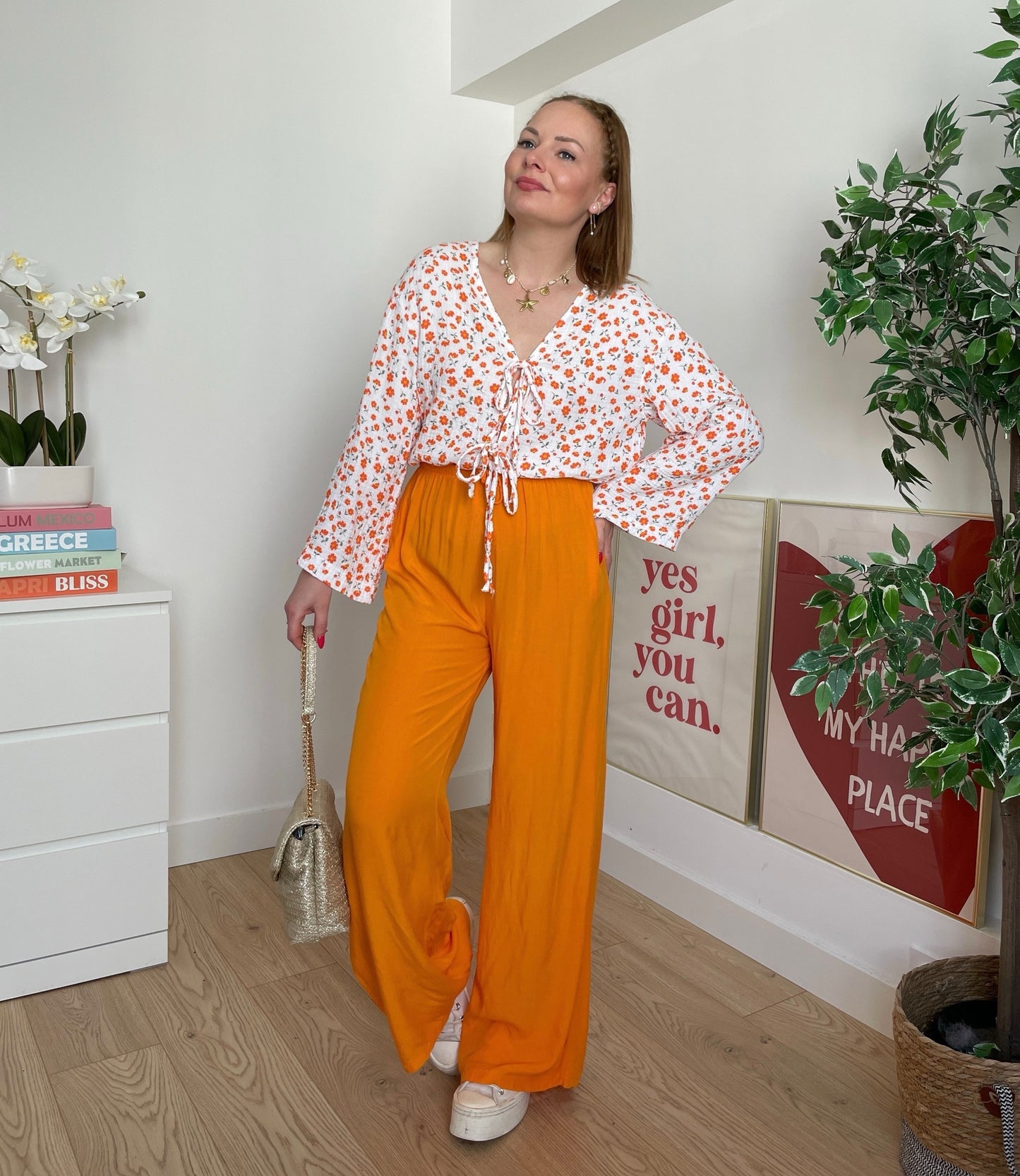Pantalon fluide orange CLAIRE