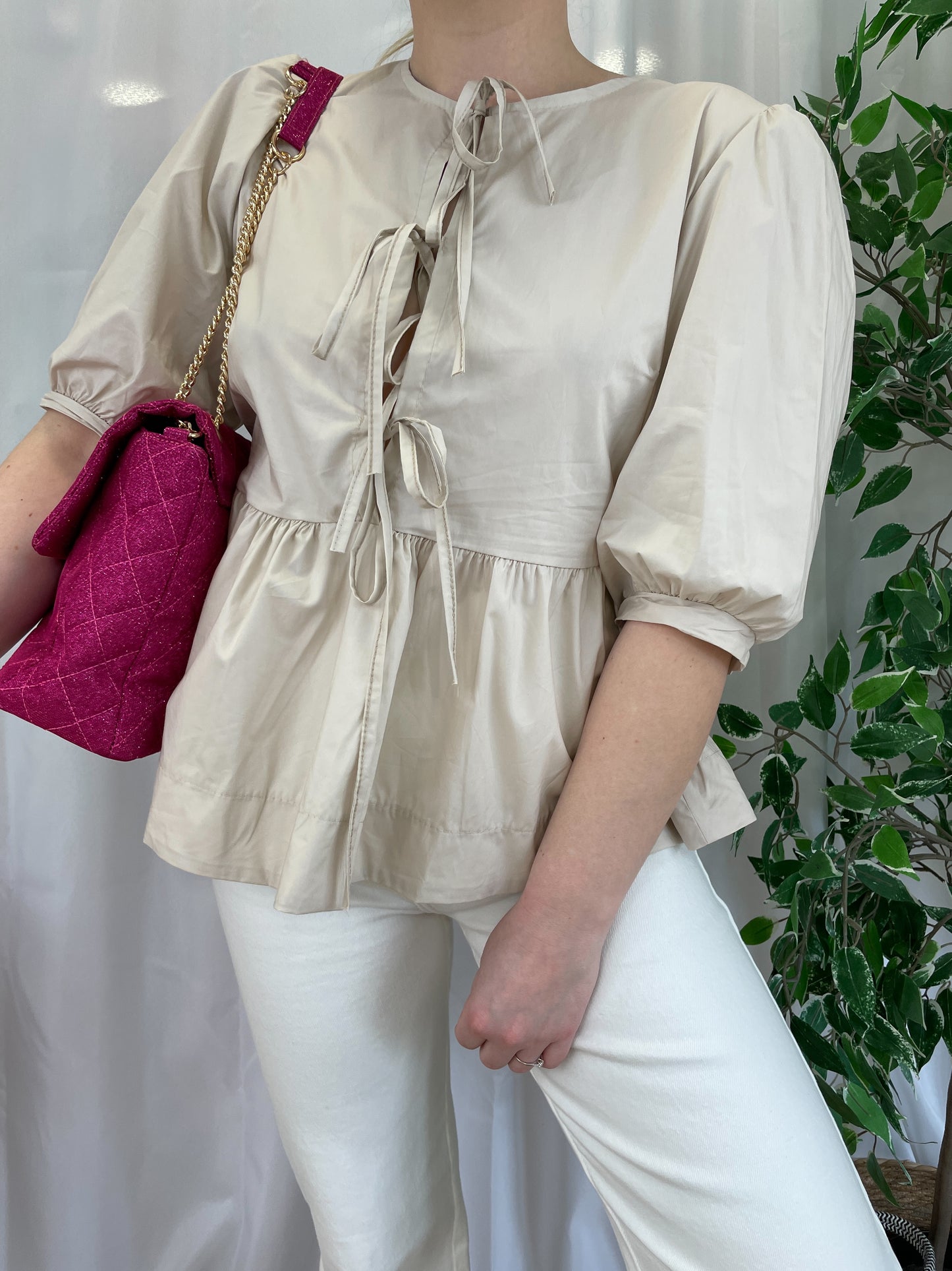 Blouse à nœuds LAÏA - Beige