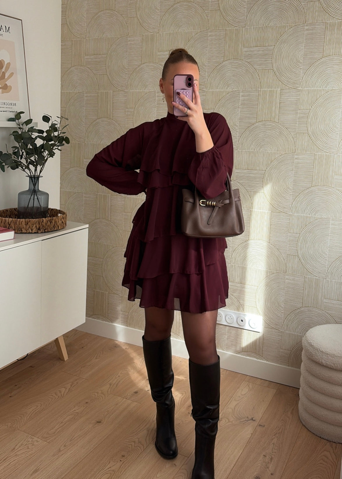 Robe volants bordeaux - CHIARA