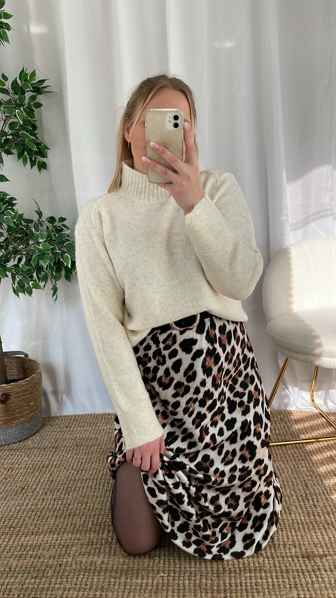 Pull écru col roulé NADIM
