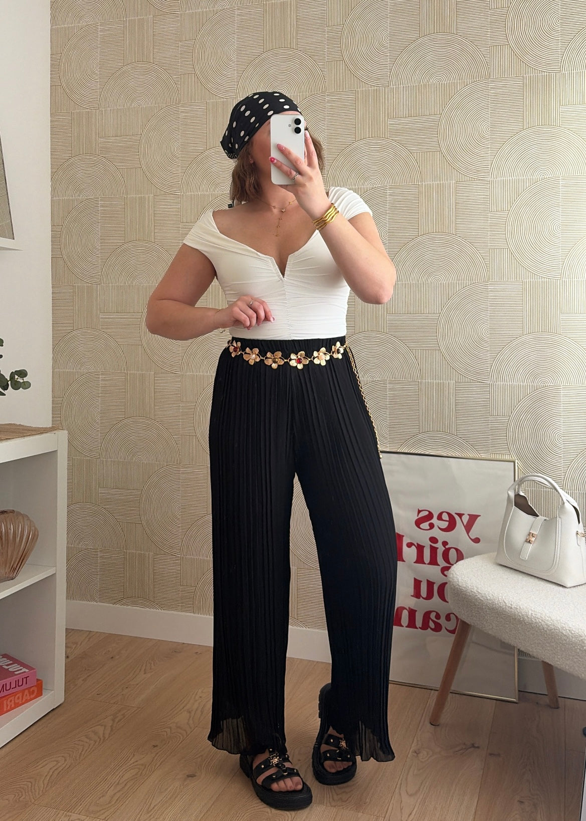 Pantalon plissé noir - LYNE
