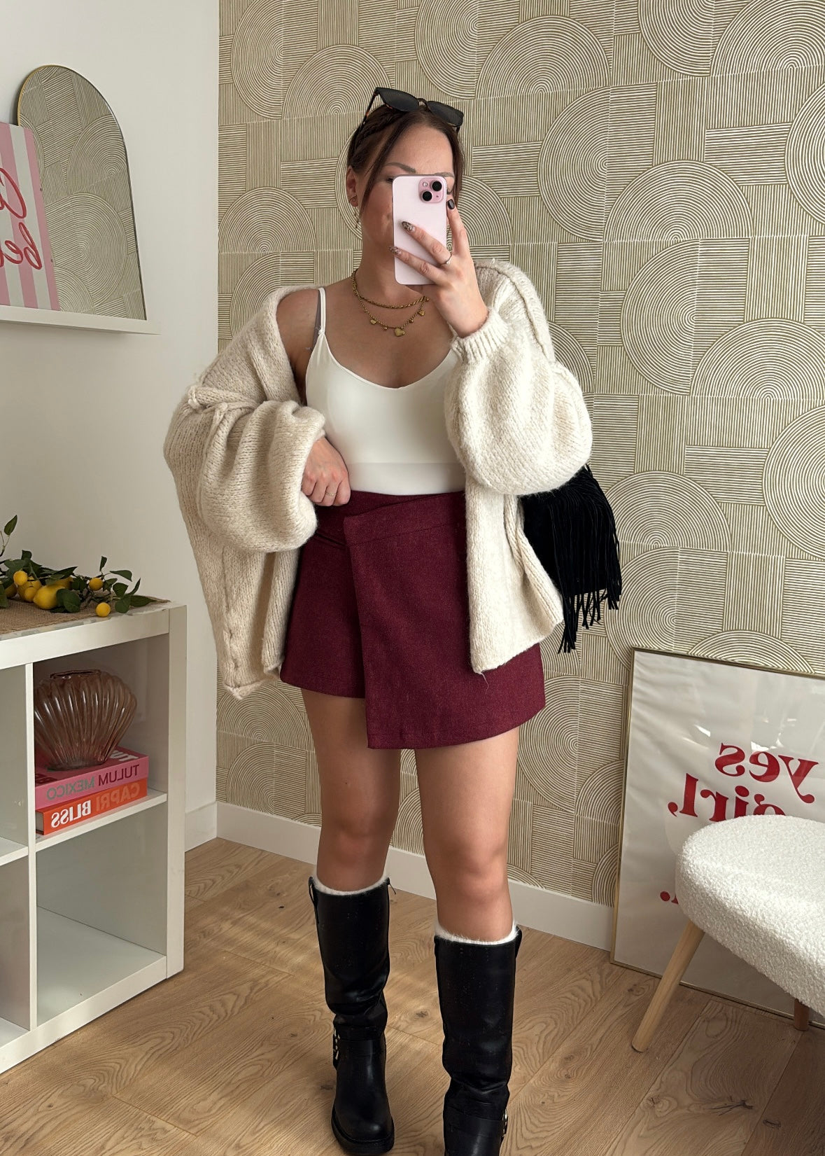 Jupe short bordeaux - NAÏSSA