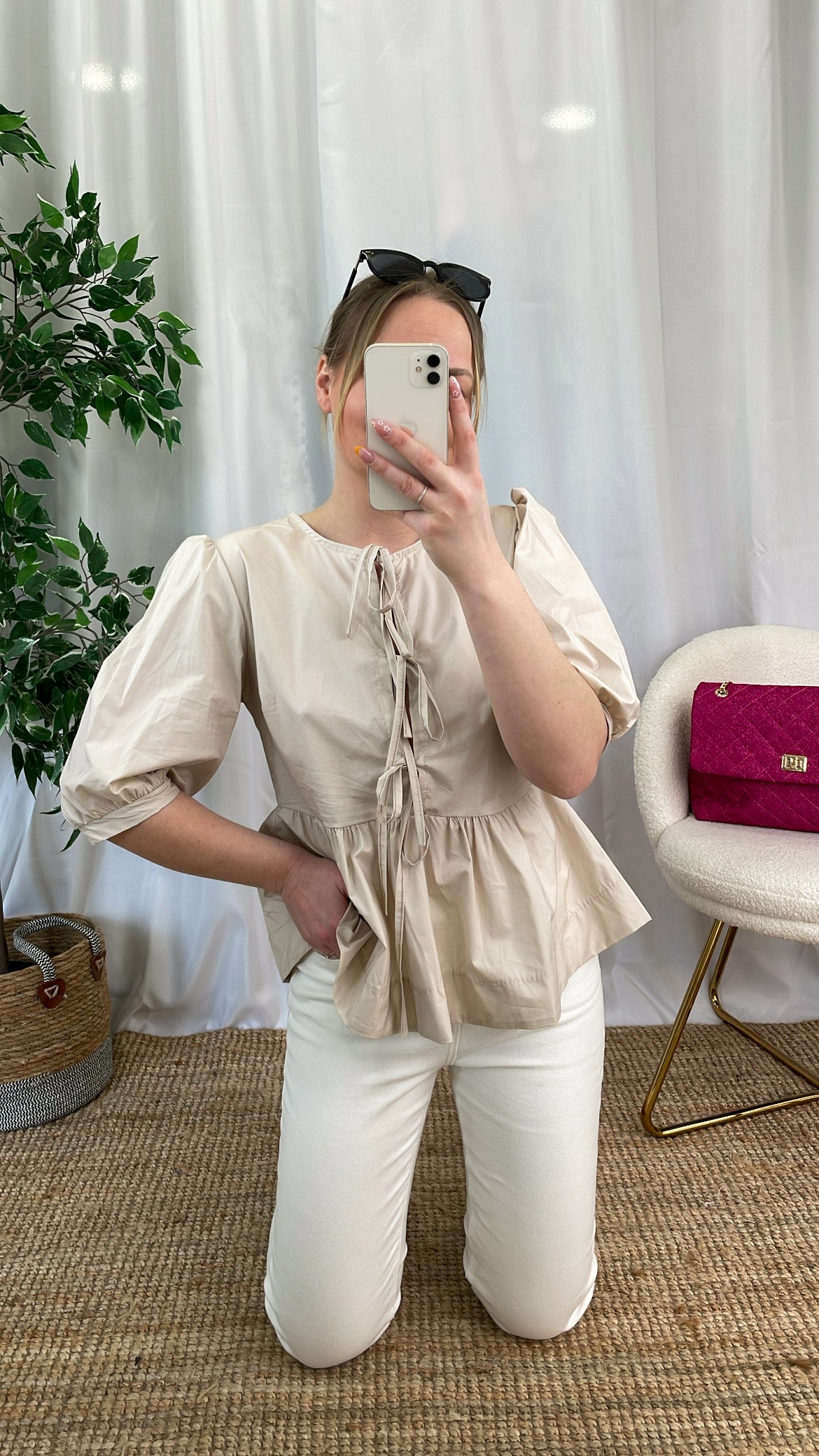 Blouse à nœuds LAÏA - Beige