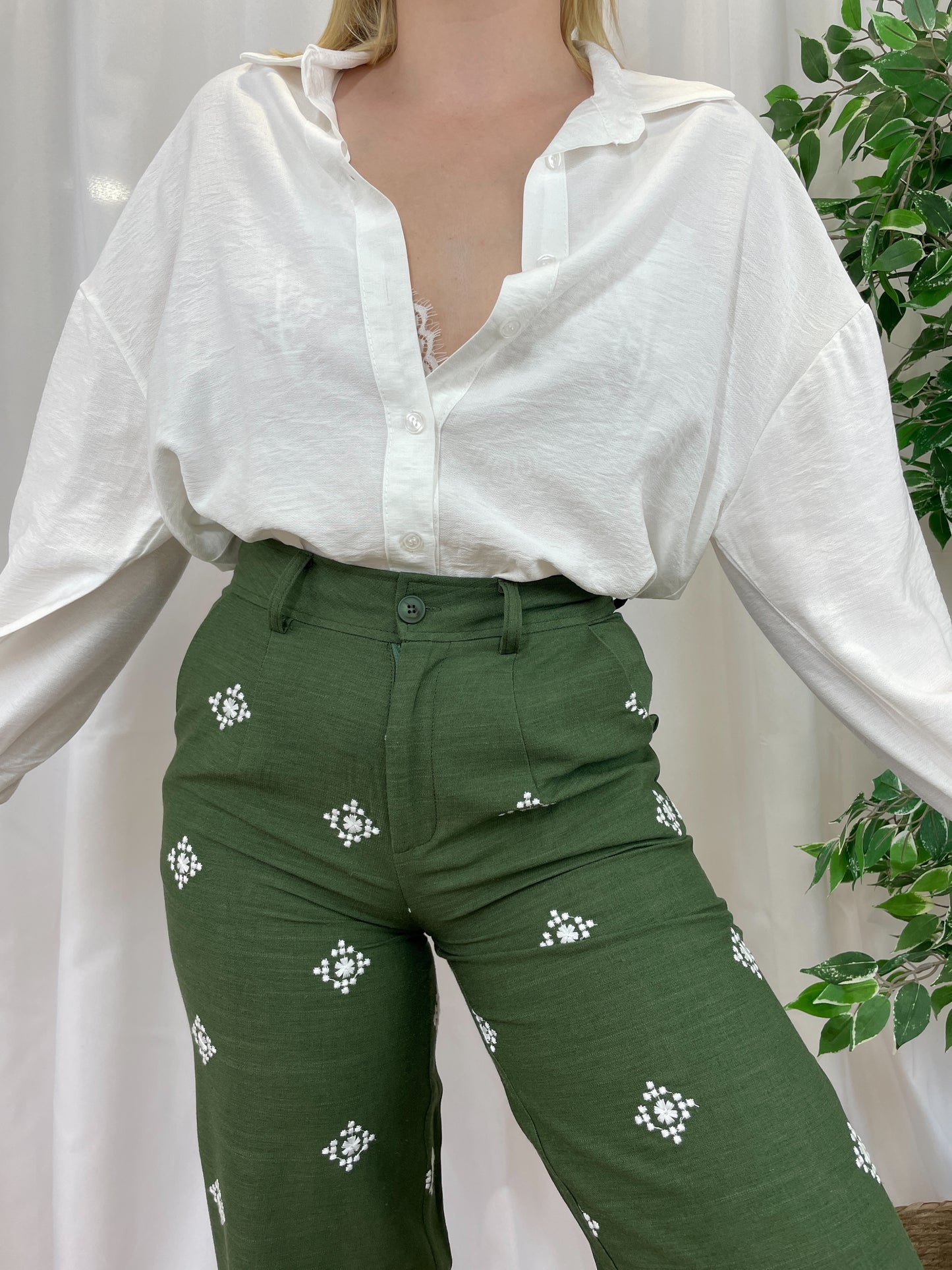 Pantalon en lin VINITO - Kaki