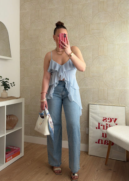 Top asymétrique bleu - PAULA