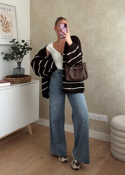 Gilet à rayures choco - CÉLIA