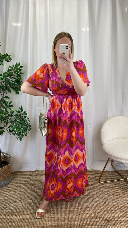 Robe longue SUNNY - Orange & Rose