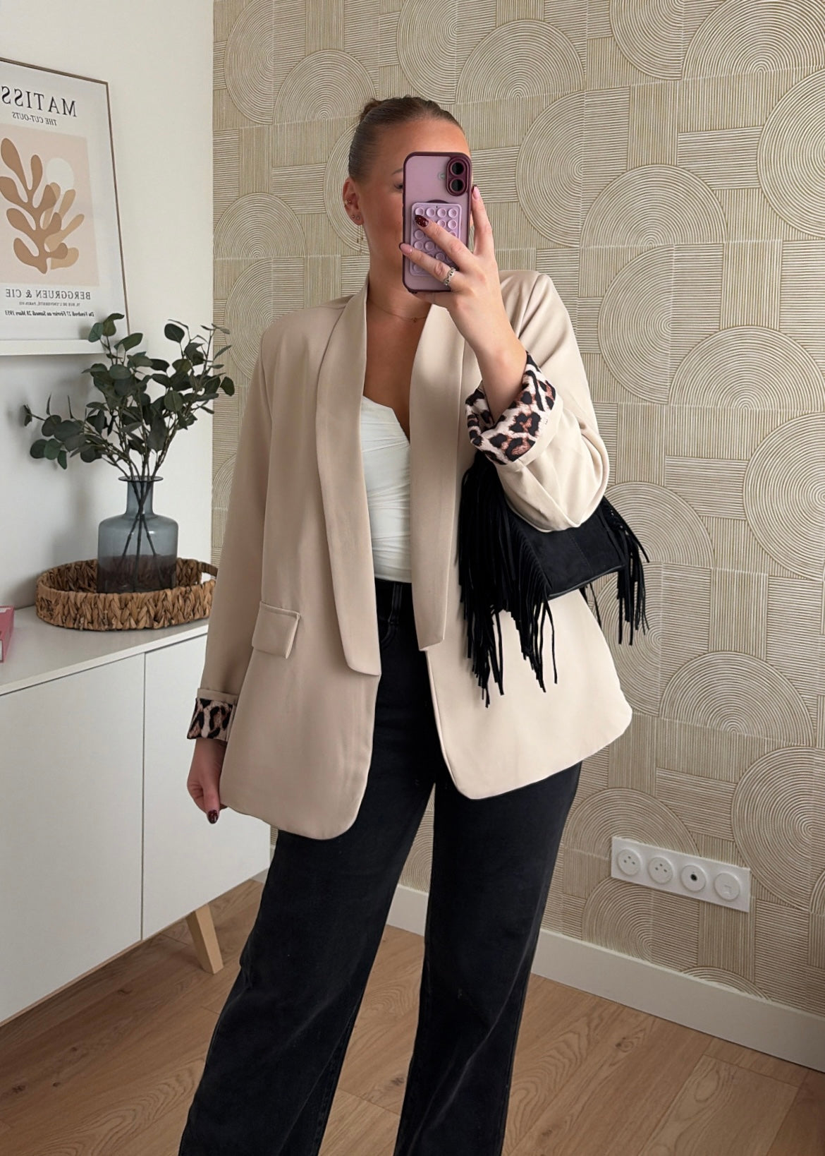 Blazer beige à revers - LEO
