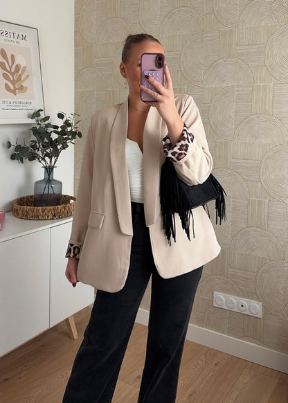 Blazer beige à revers - LEO
