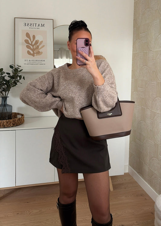Jupe-short choco - DENTELLE