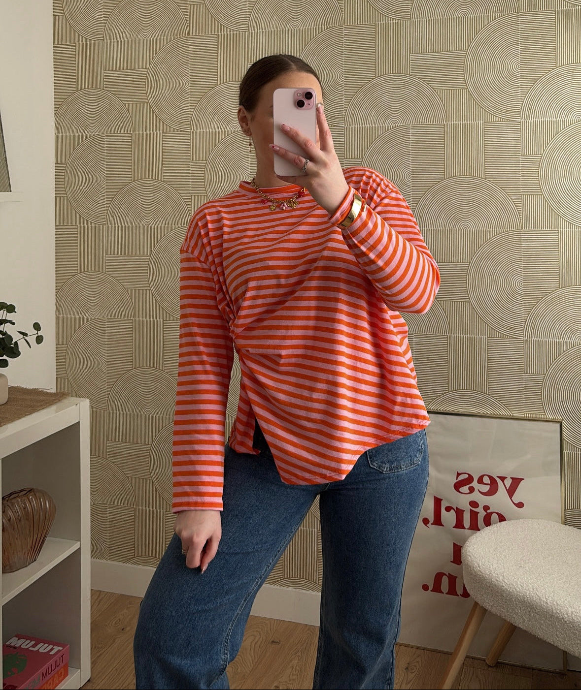 Top marinière drapé orange - JADE