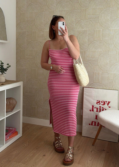 Robe marinière rose - RIVIERA
