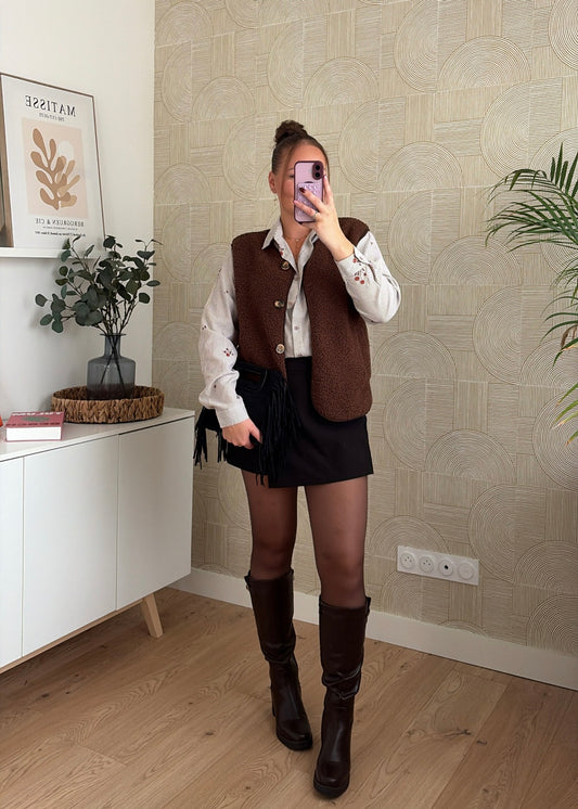 Gilet bouclette choco - SHAUN