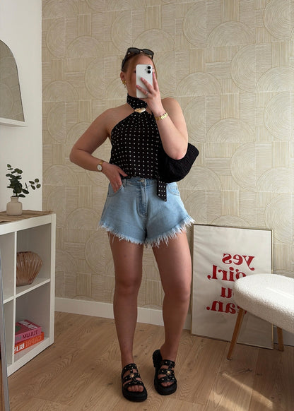 Short en jean effiloché - ORTY CLAIR