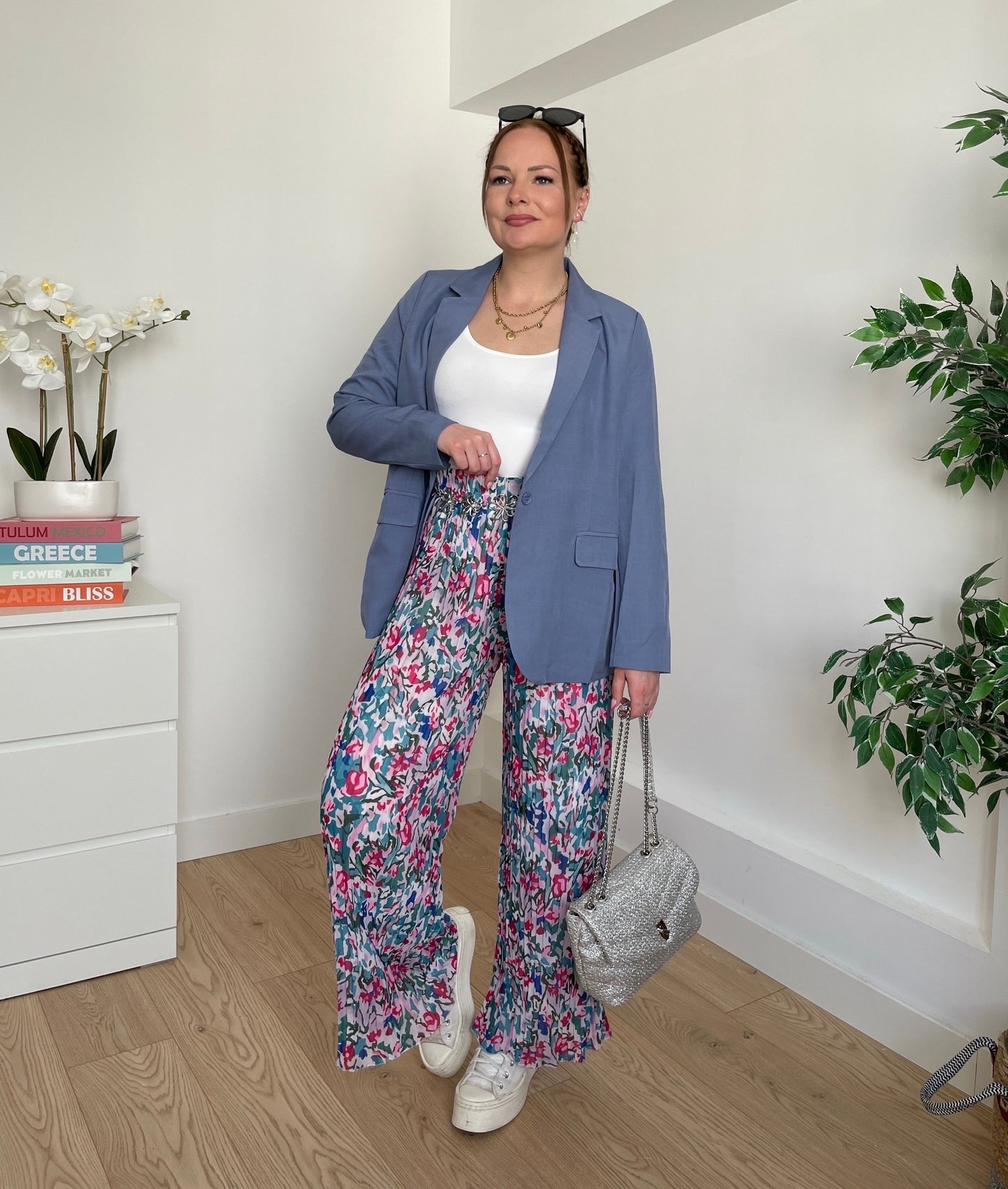 Pantalon plissé à motifs CATHERINE