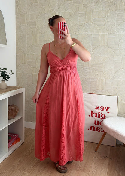Robe longue saumon - AGATHE