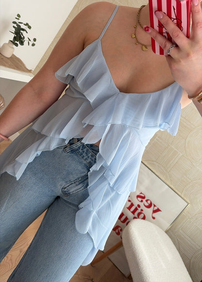 Top asymétrique bleu - PAULA