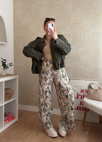 Pantalon plissé à motifs kaki - HIRMA