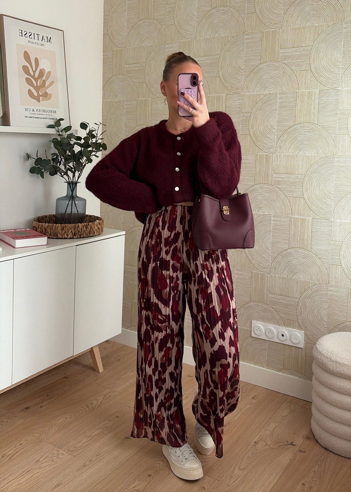 Pantalon plissé bordeaux - LOUISA
