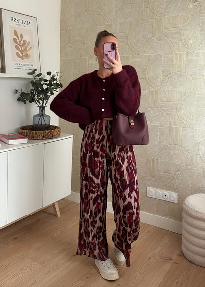 Pantalon plissé bordeaux - LOUISA