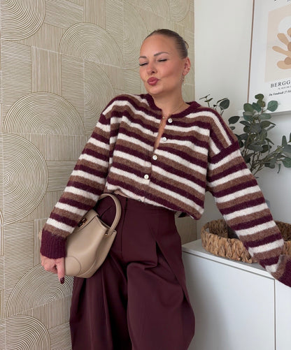 Gilet rayé bordeaux & choco - ZOÉ