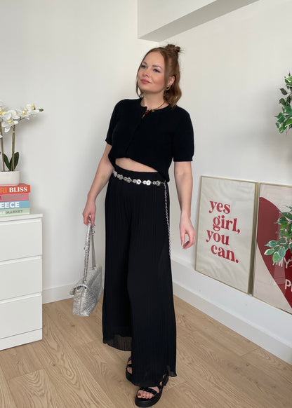 Pantalon plissé noir LYNE