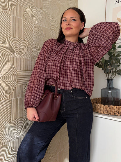 Blouse à carreaux bordeaux - EVE