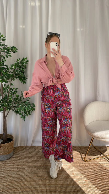 Pantalon fluide CHERRIA - Rose