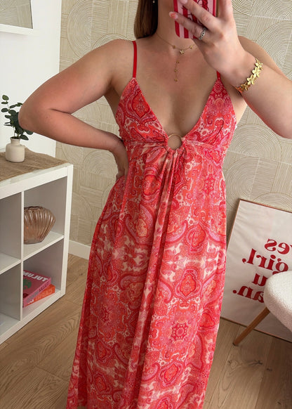 Robe longue corail - SIENNA