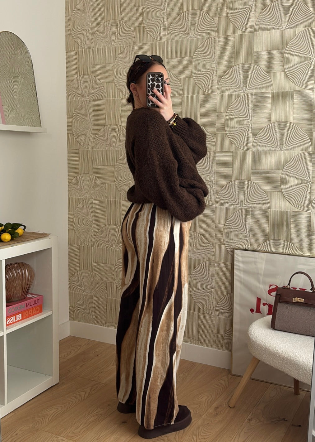 Pantalon rayé - LATTE