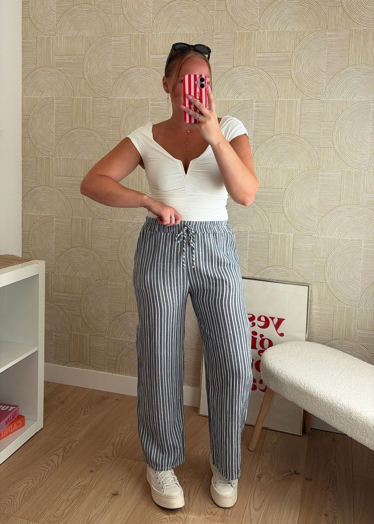 Pantalon rayures navy - GAZE DE COTON