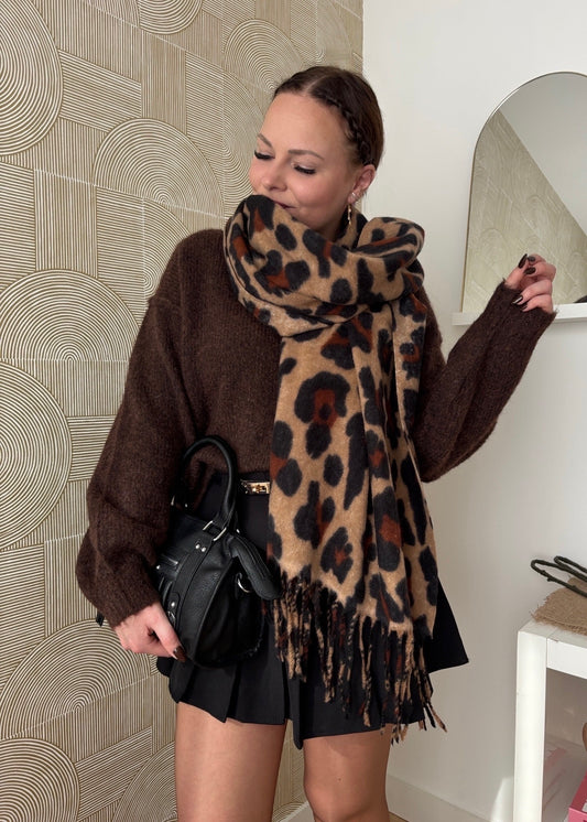 Echarpe léopard - CAMEL