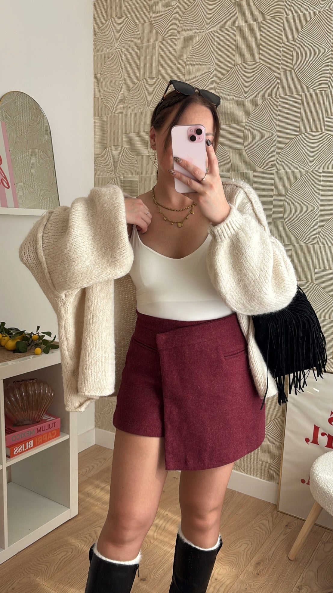 Jupe short bordeaux - NAÏSSA