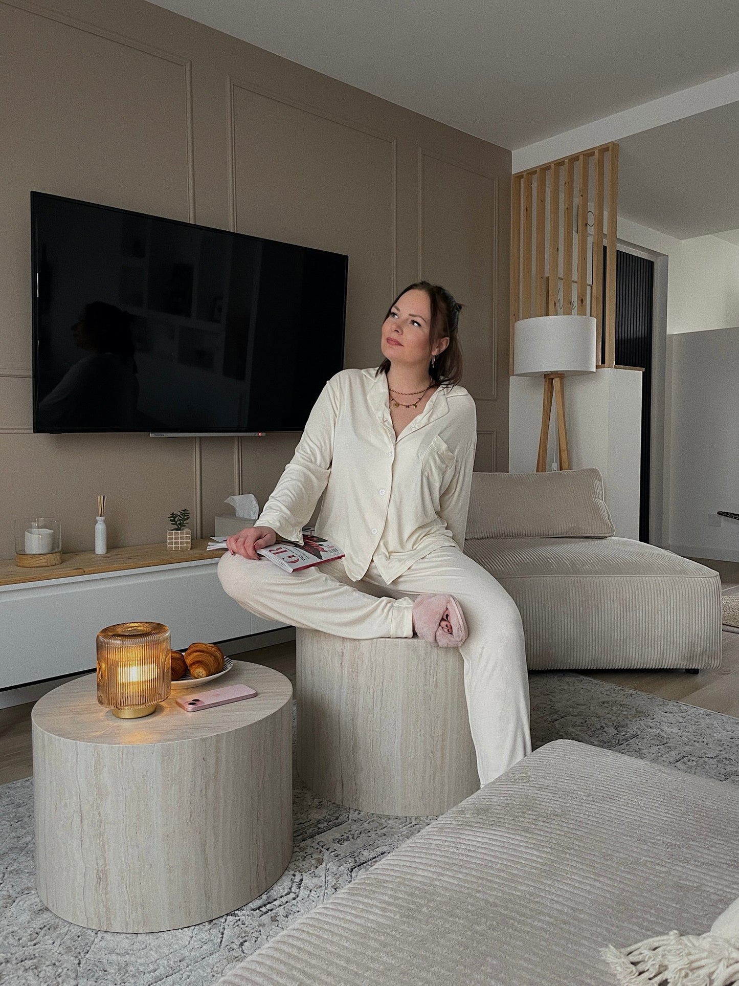 Ensemble de pyjama écru - CÔTELÉ