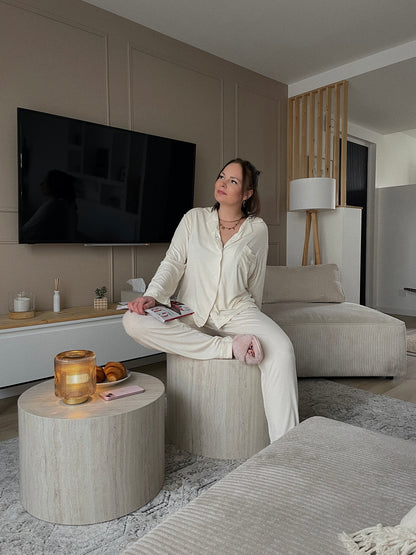 Ensemble de pyjama écru - CÔTELÉ