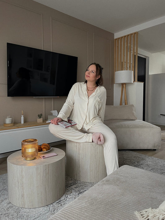 Ensemble de pyjama écru - CÔTELÉ